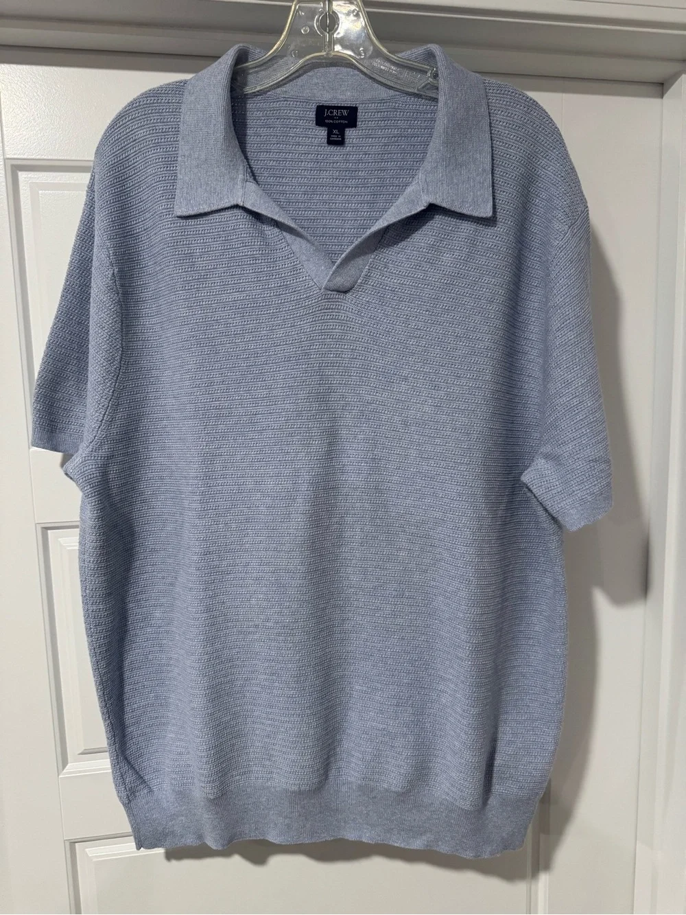 J. Crew Light Blue Knit Short-Sleeve Polo Sweater